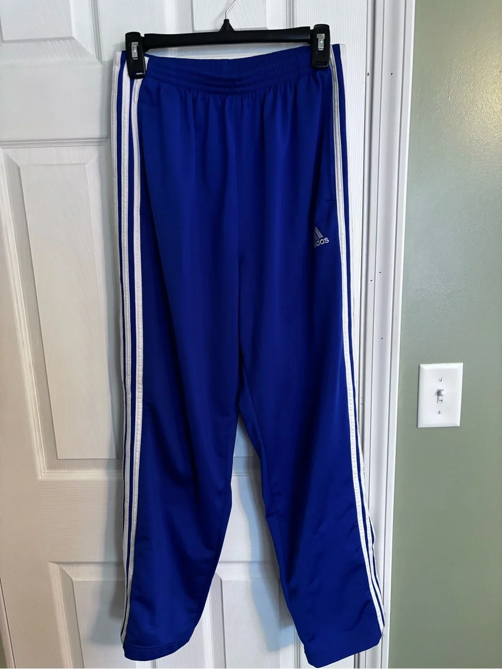 adidas Blue Athletic Track Pants with White Logo